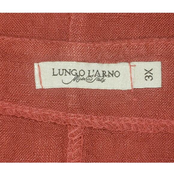 Lungo L’Arno Vintage Italian Linen Tunic 3X – Terracotta Boho Crochet Hem Top - Picture 4 of 9